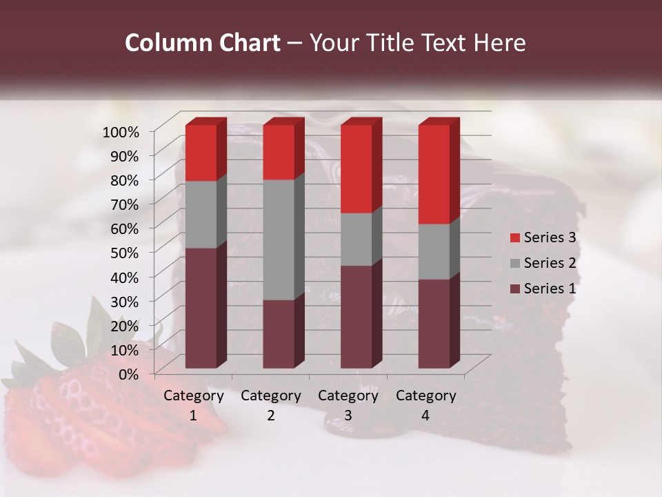 A Piece Of Chocolate Cake With A Strawberry On The Side PowerPoint Template