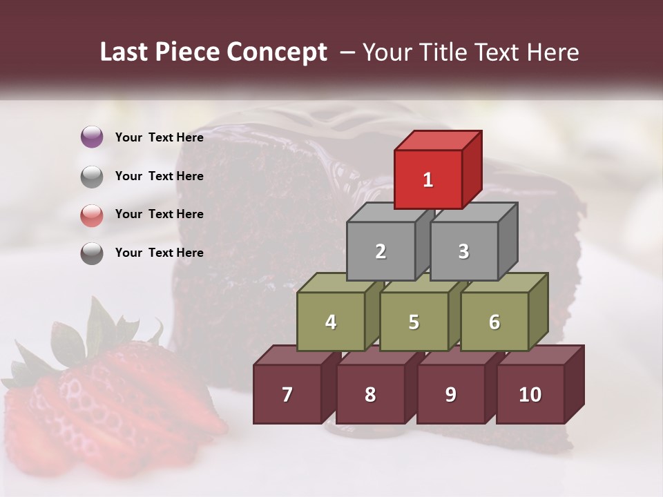 A Piece Of Chocolate Cake With A Strawberry On The Side PowerPoint Template