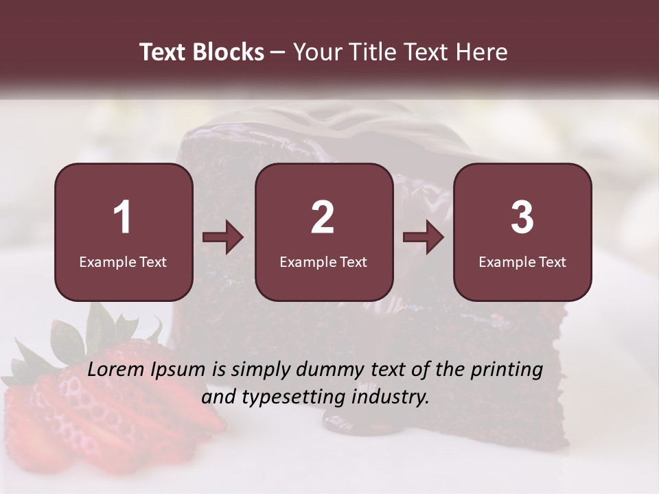 A Piece Of Chocolate Cake With A Strawberry On The Side PowerPoint Template