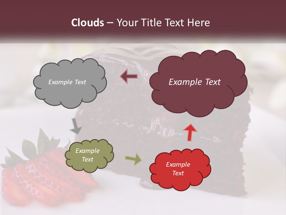 A Piece Of Chocolate Cake With A Strawberry On The Side PowerPoint Template
