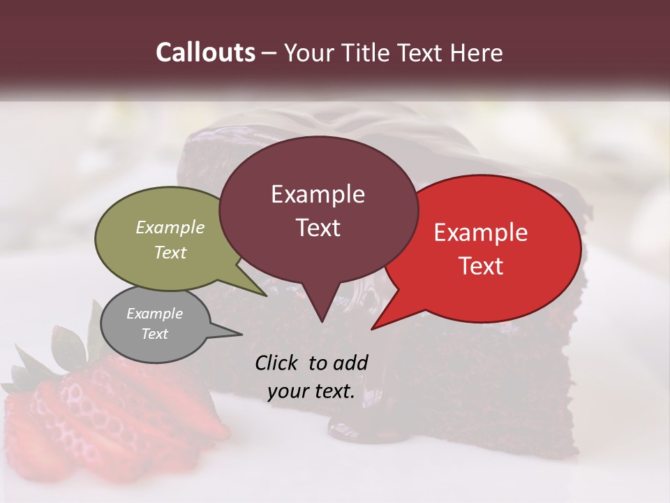 A Piece Of Chocolate Cake With A Strawberry On The Side PowerPoint Template