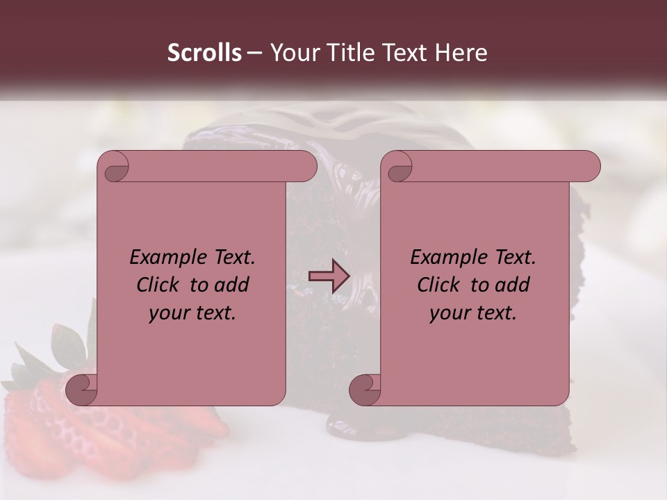 A Piece Of Chocolate Cake With A Strawberry On The Side PowerPoint Template