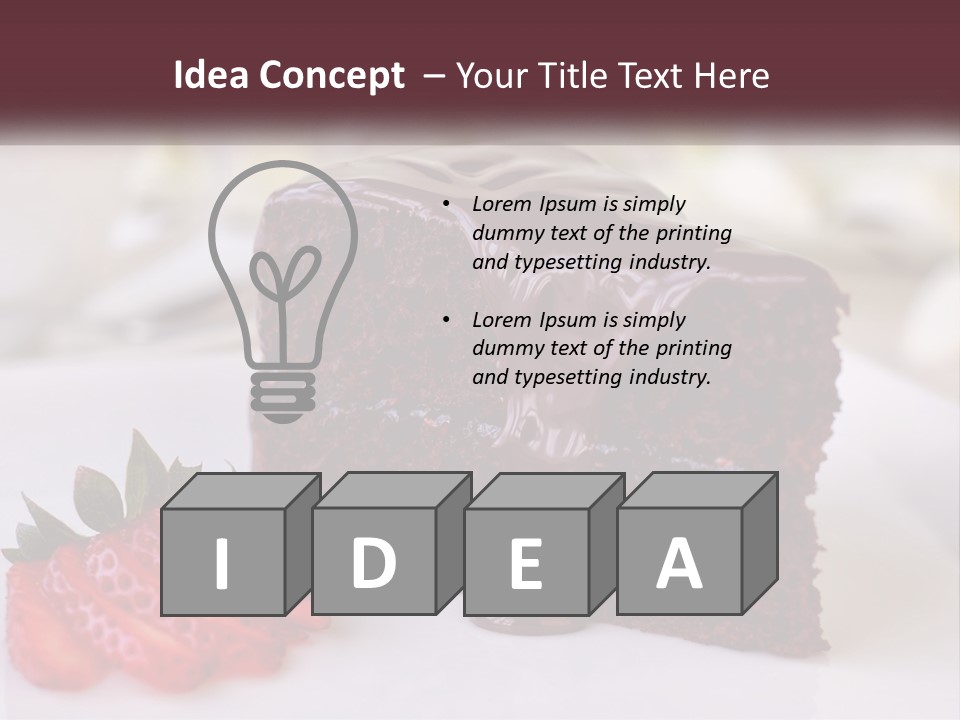 A Piece Of Chocolate Cake With A Strawberry On The Side PowerPoint Template