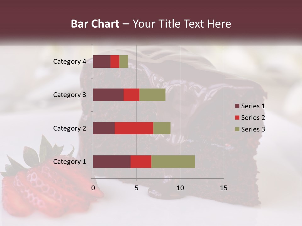A Piece Of Chocolate Cake With A Strawberry On The Side PowerPoint Template