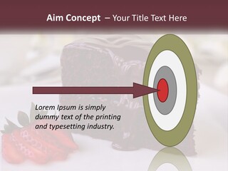 A Piece Of Chocolate Cake With A Strawberry On The Side PowerPoint Template