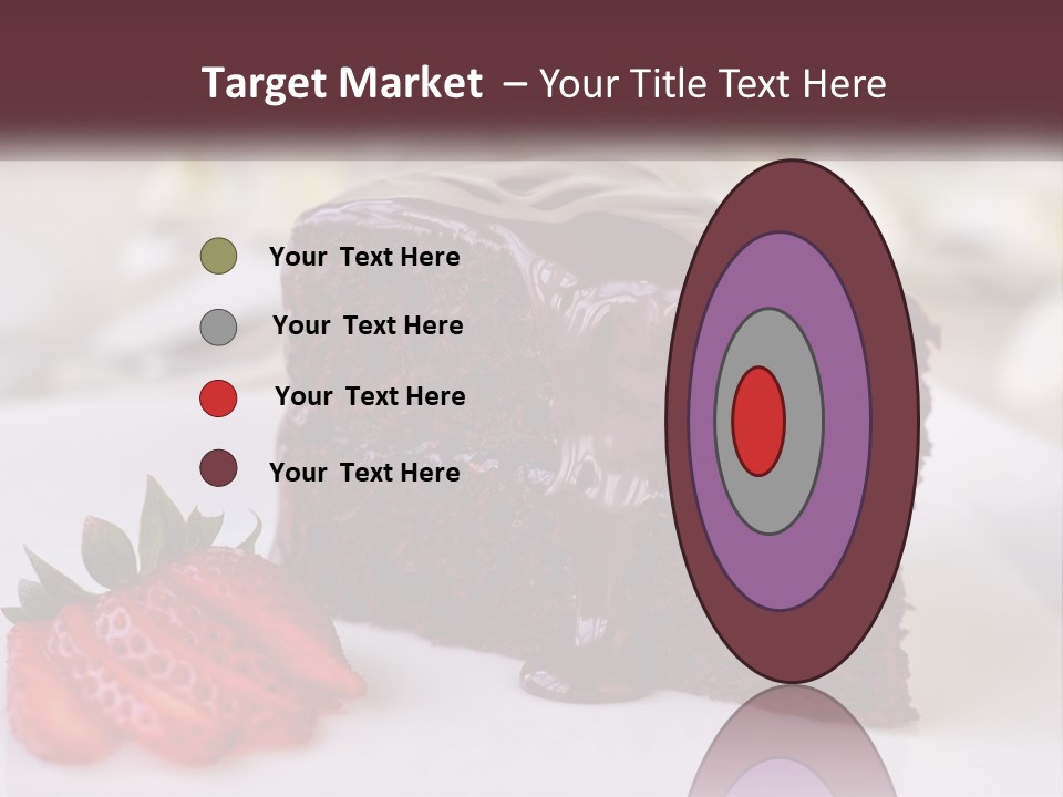 A Piece Of Chocolate Cake With A Strawberry On The Side PowerPoint Template
