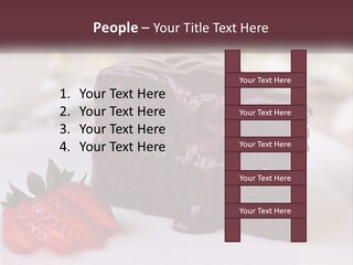 A Piece Of Chocolate Cake With A Strawberry On The Side PowerPoint Template