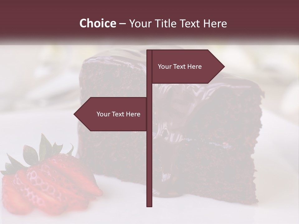 A Piece Of Chocolate Cake With A Strawberry On The Side PowerPoint Template