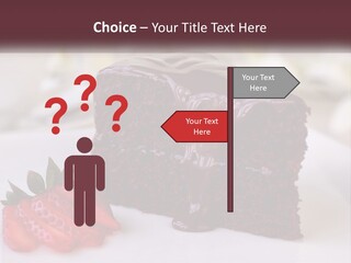A Piece Of Chocolate Cake With A Strawberry On The Side PowerPoint Template