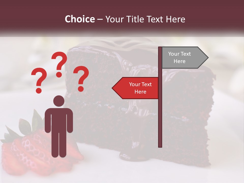A Piece Of Chocolate Cake With A Strawberry On The Side PowerPoint Template