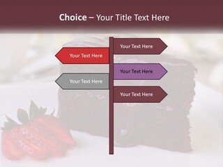 A Piece Of Chocolate Cake With A Strawberry On The Side PowerPoint Template