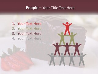 A Piece Of Chocolate Cake With A Strawberry On The Side PowerPoint Template