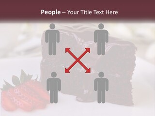 A Piece Of Chocolate Cake With A Strawberry On The Side PowerPoint Template