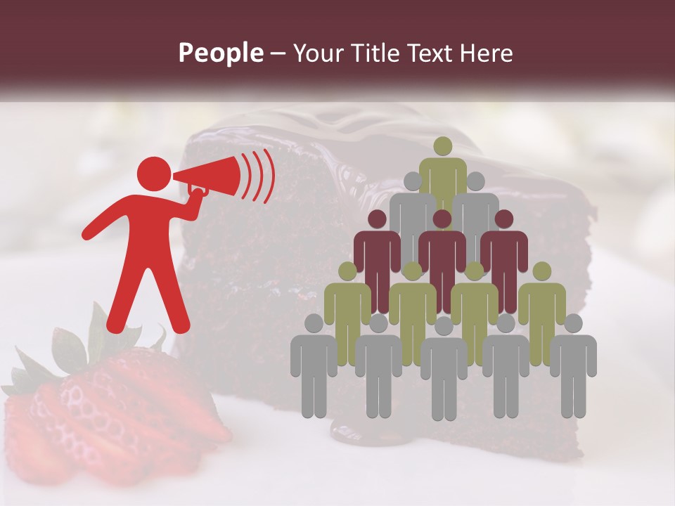 A Piece Of Chocolate Cake With A Strawberry On The Side PowerPoint Template