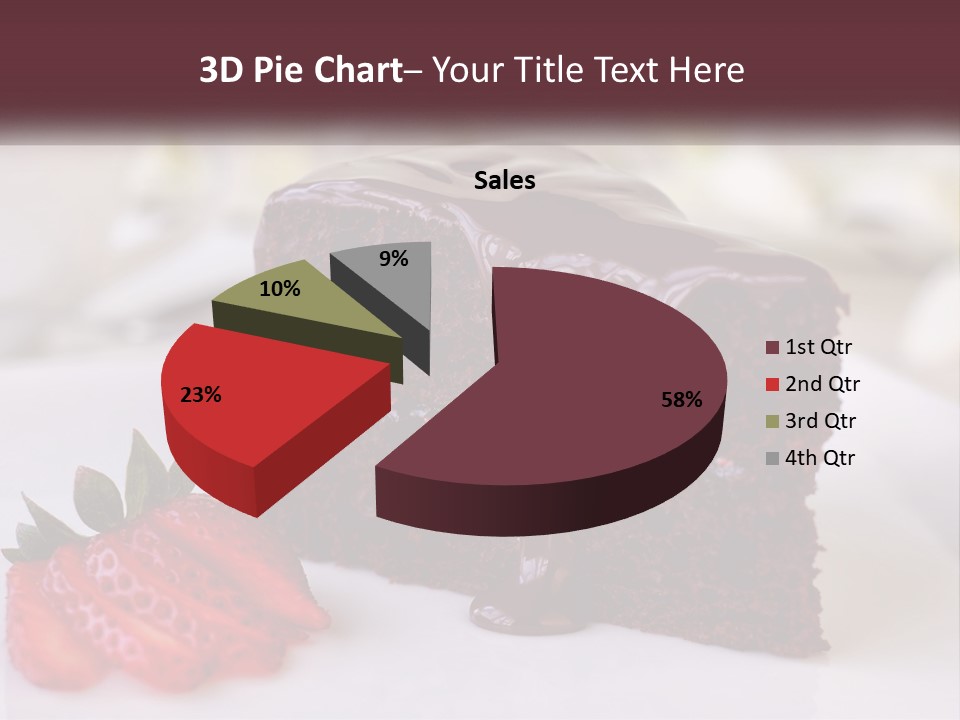 A Piece Of Chocolate Cake With A Strawberry On The Side PowerPoint Template