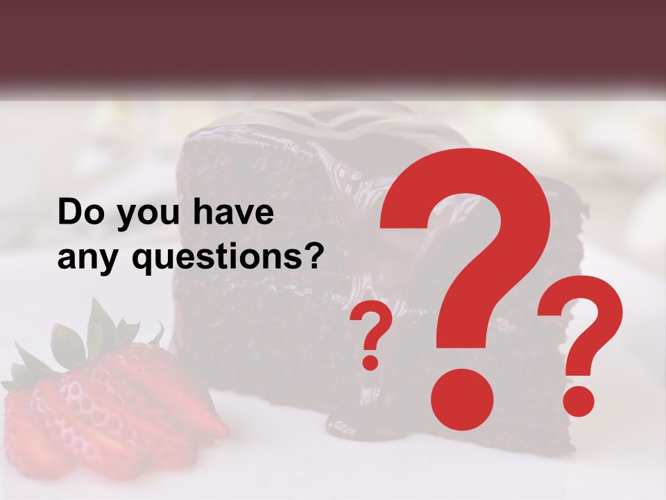 A Piece Of Chocolate Cake With A Strawberry On The Side PowerPoint Template