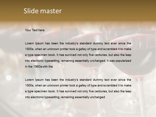 A Row Of Wine Glasses Filled With Red Wine PowerPoint Template