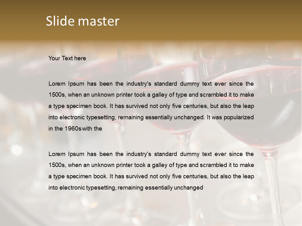 A Row Of Wine Glasses Filled With Red Wine PowerPoint Template