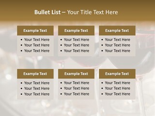 A Row Of Wine Glasses Filled With Red Wine PowerPoint Template