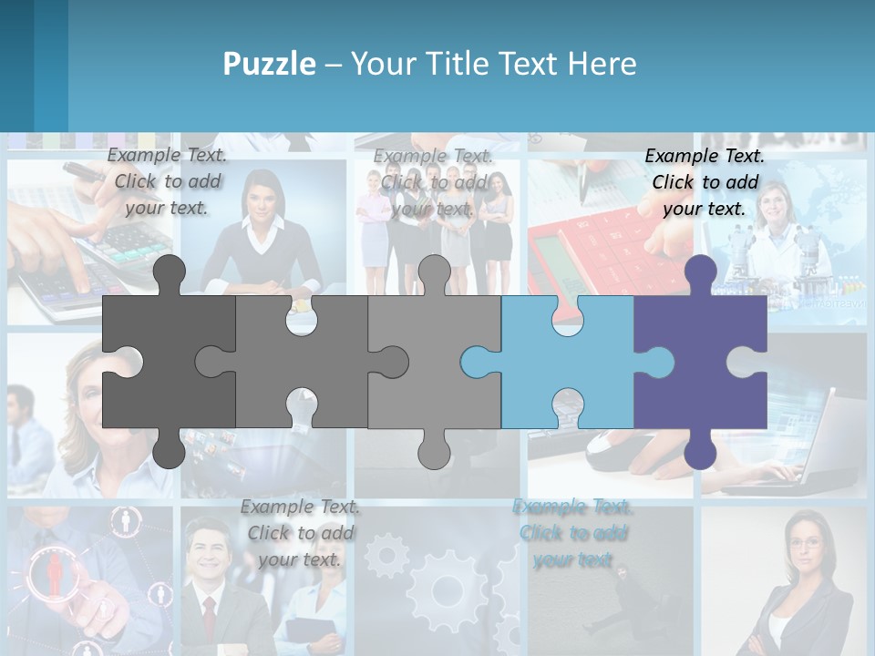 A Collage Of Business Images With A Woman Holding A Cell Phone PowerPoint Template