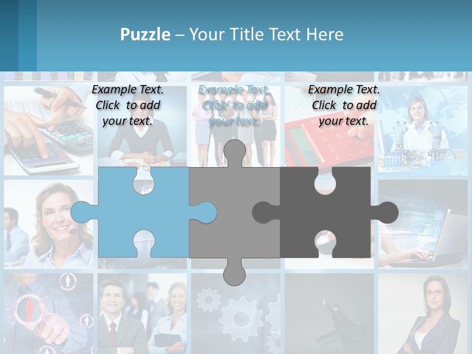 A Collage Of Business Images With A Woman Holding A Cell Phone PowerPoint Template