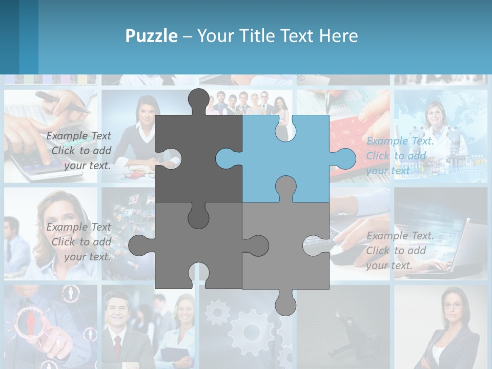 A Collage Of Business Images With A Woman Holding A Cell Phone PowerPoint Template