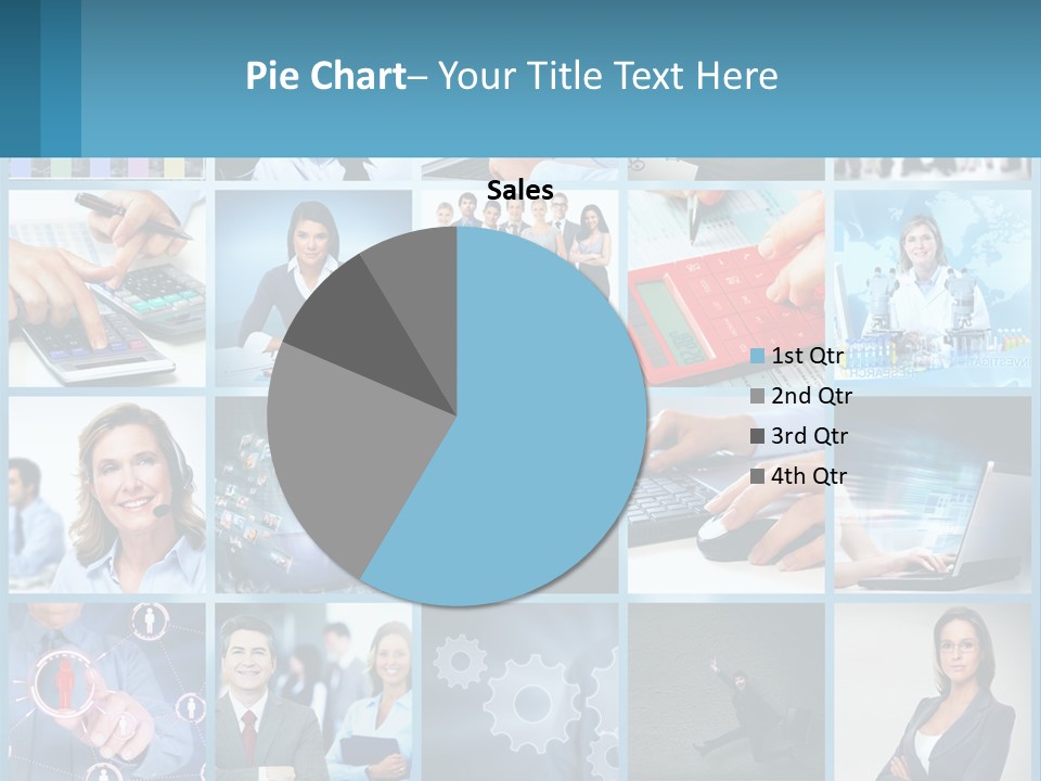 A Collage Of Business Images With A Woman Holding A Cell Phone PowerPoint Template