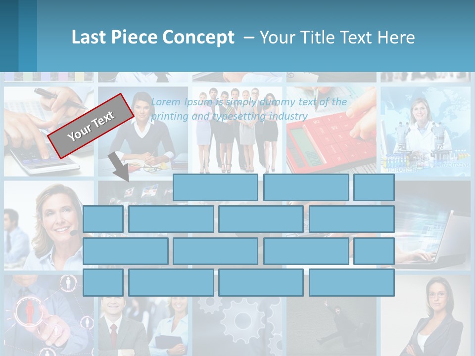 A Collage Of Business Images With A Woman Holding A Cell Phone PowerPoint Template