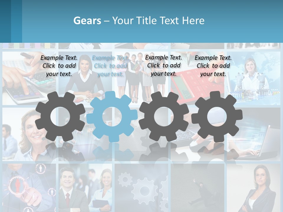 A Collage Of Business Images With A Woman Holding A Cell Phone PowerPoint Template