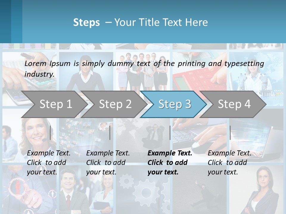 A Collage Of Business Images With A Woman Holding A Cell Phone PowerPoint Template