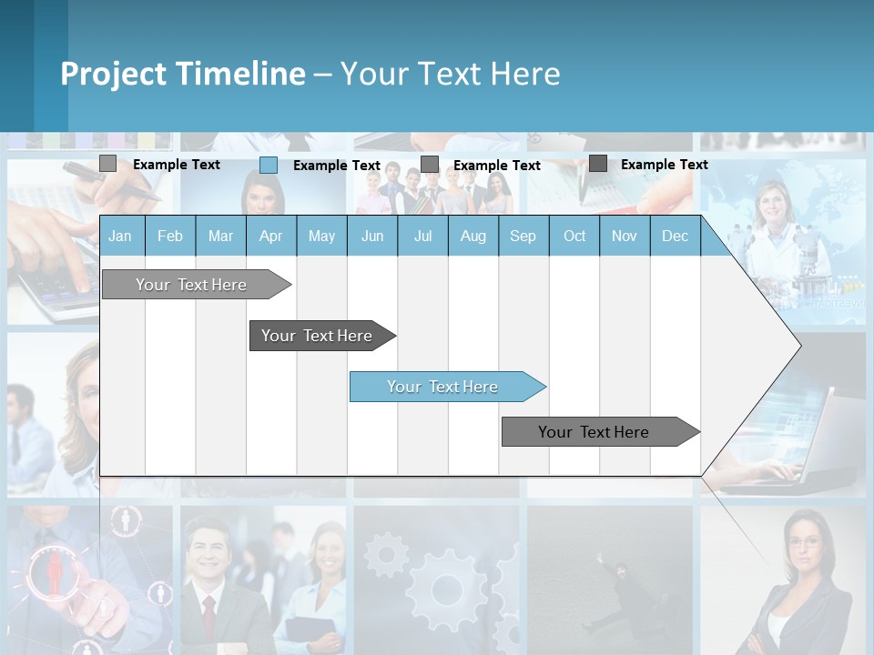 A Collage Of Business Images With A Woman Holding A Cell Phone PowerPoint Template