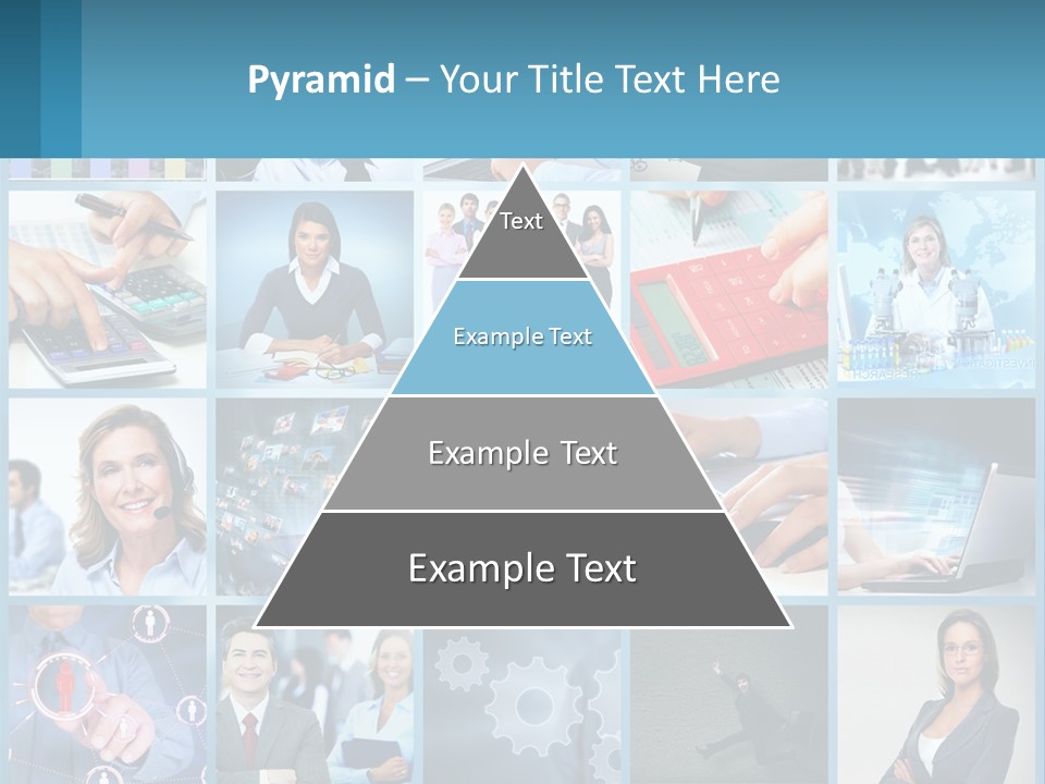 A Collage Of Business Images With A Woman Holding A Cell Phone PowerPoint Template