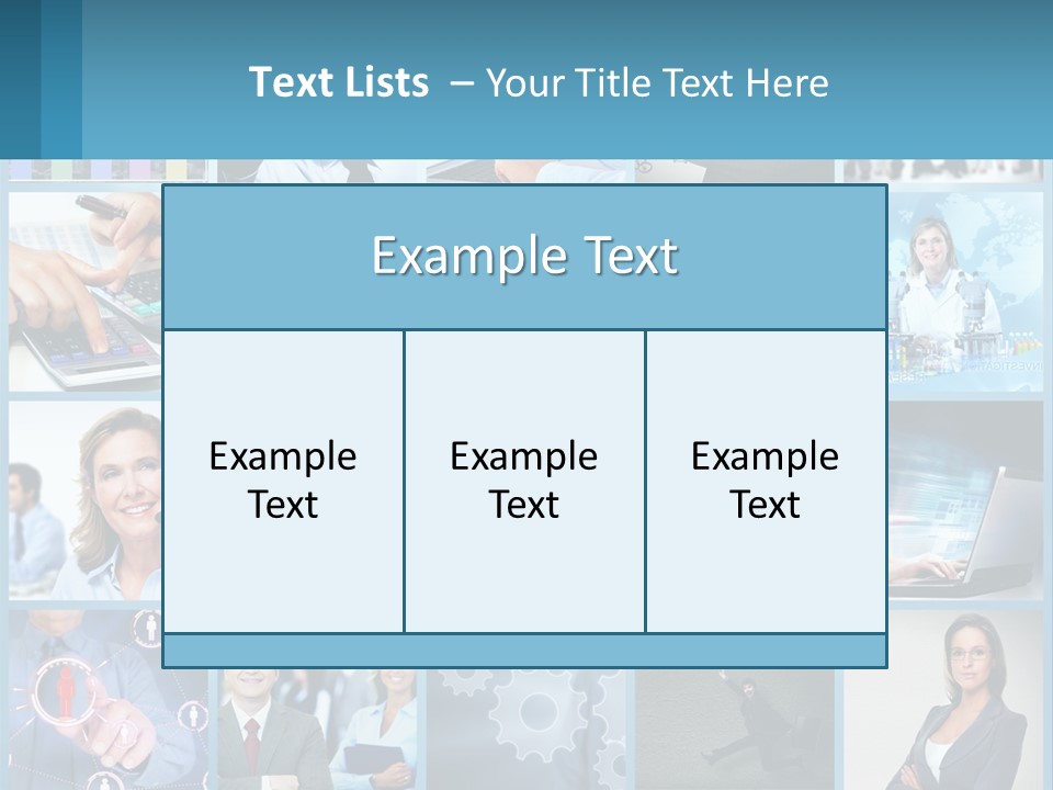 A Collage Of Business Images With A Woman Holding A Cell Phone PowerPoint Template