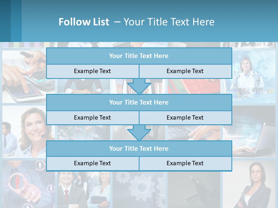 A Collage Of Business Images With A Woman Holding A Cell Phone PowerPoint Template