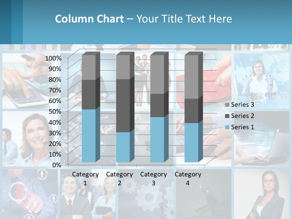 A Collage Of Business Images With A Woman Holding A Cell Phone PowerPoint Template