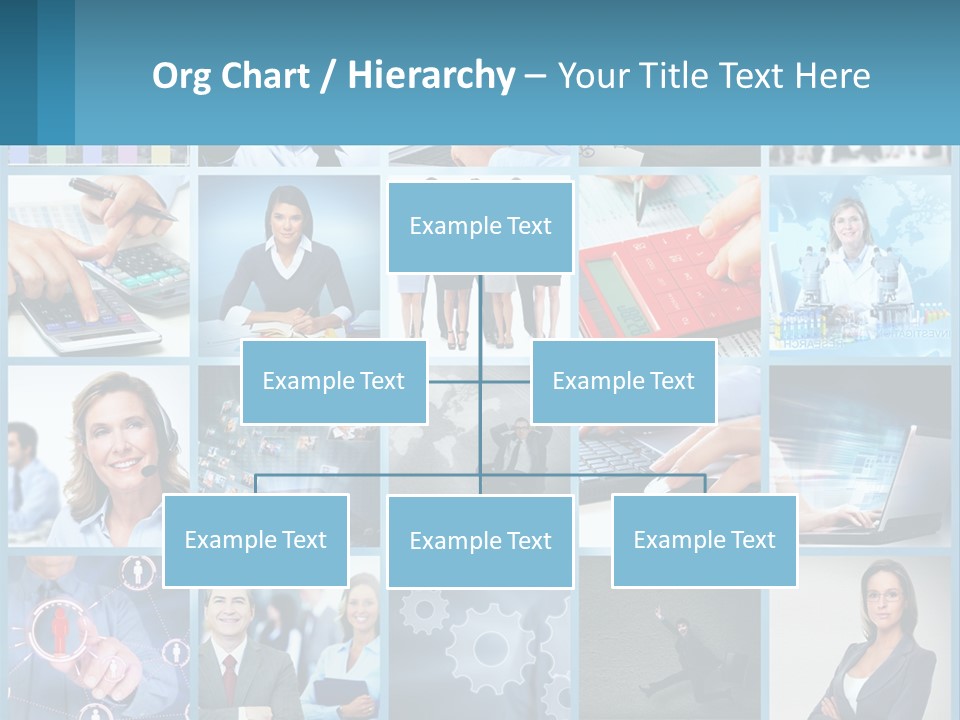 A Collage Of Business Images With A Woman Holding A Cell Phone PowerPoint Template