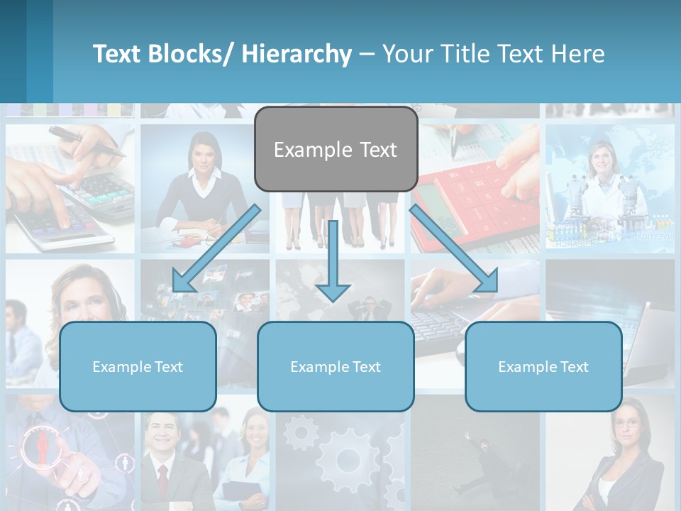 A Collage Of Business Images With A Woman Holding A Cell Phone PowerPoint Template