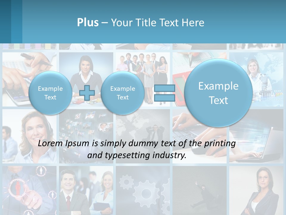 A Collage Of Business Images With A Woman Holding A Cell Phone PowerPoint Template