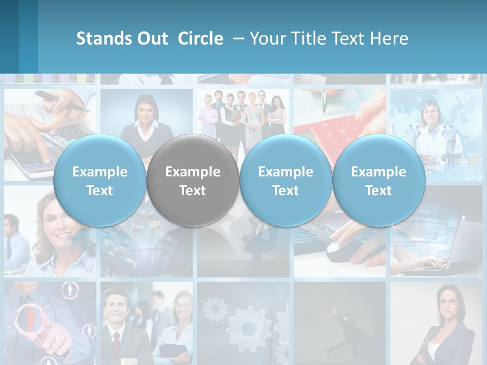 A Collage Of Business Images With A Woman Holding A Cell Phone PowerPoint Template