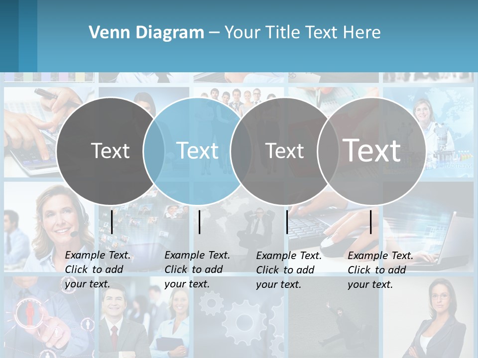 A Collage Of Business Images With A Woman Holding A Cell Phone PowerPoint Template