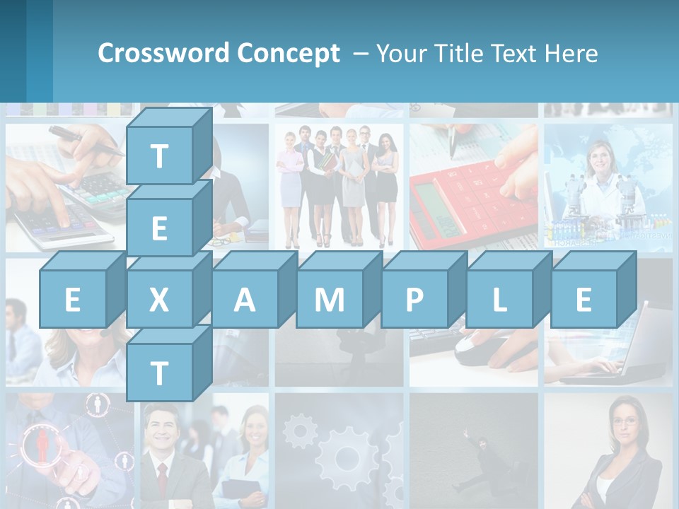 A Collage Of Business Images With A Woman Holding A Cell Phone PowerPoint Template