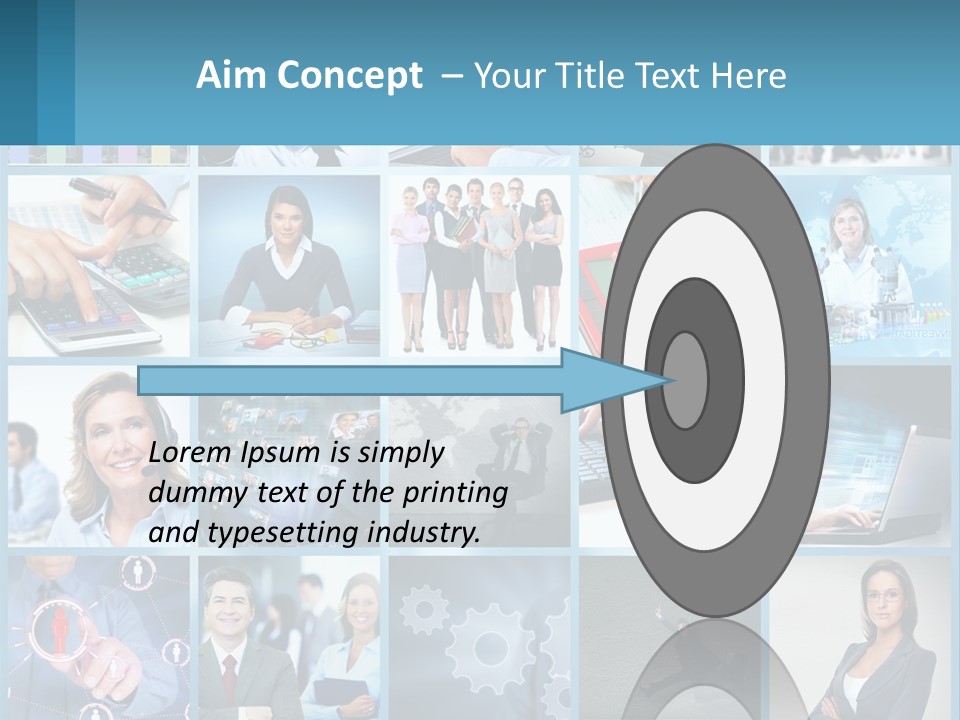 A Collage Of Business Images With A Woman Holding A Cell Phone PowerPoint Template