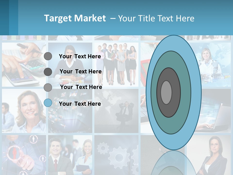 A Collage Of Business Images With A Woman Holding A Cell Phone PowerPoint Template