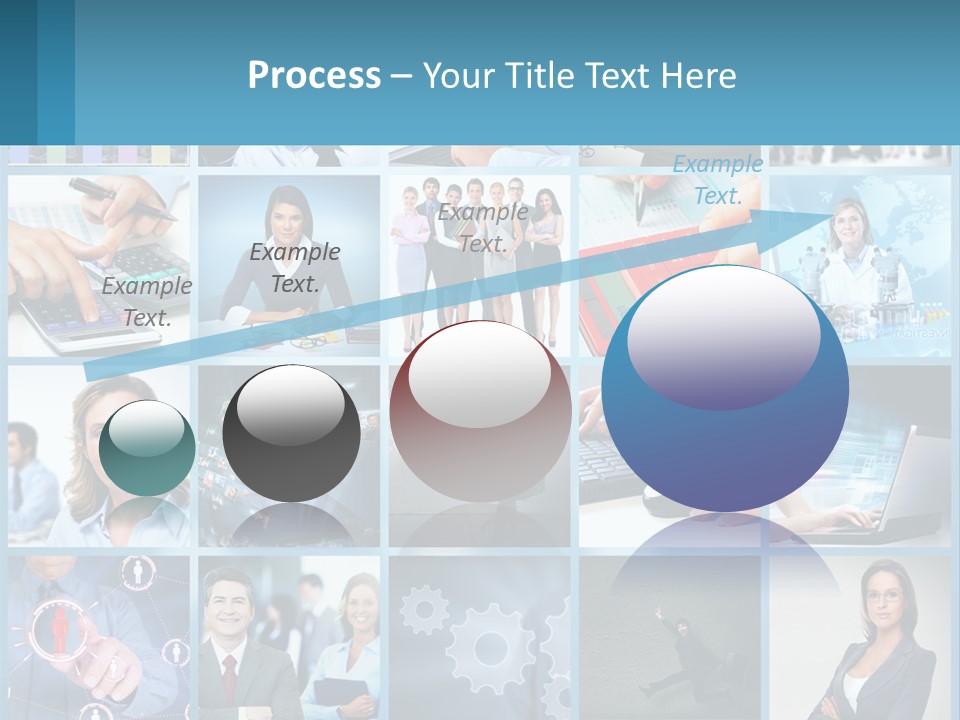 A Collage Of Business Images With A Woman Holding A Cell Phone PowerPoint Template