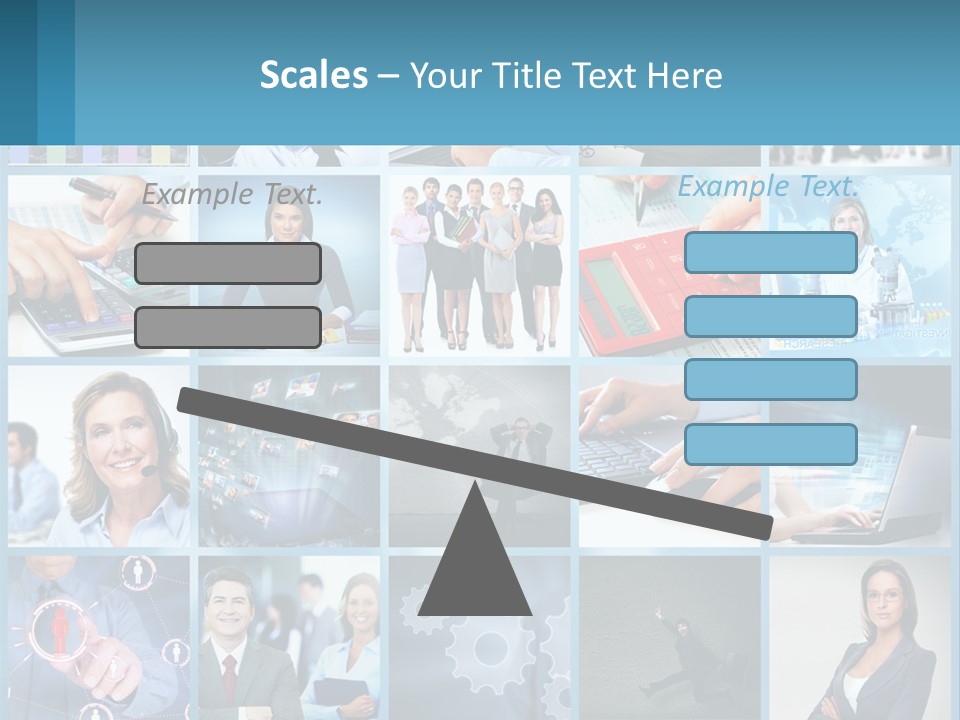A Collage Of Business Images With A Woman Holding A Cell Phone PowerPoint Template