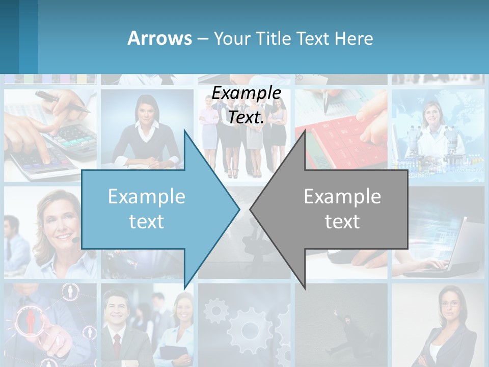 A Collage Of Business Images With A Woman Holding A Cell Phone PowerPoint Template