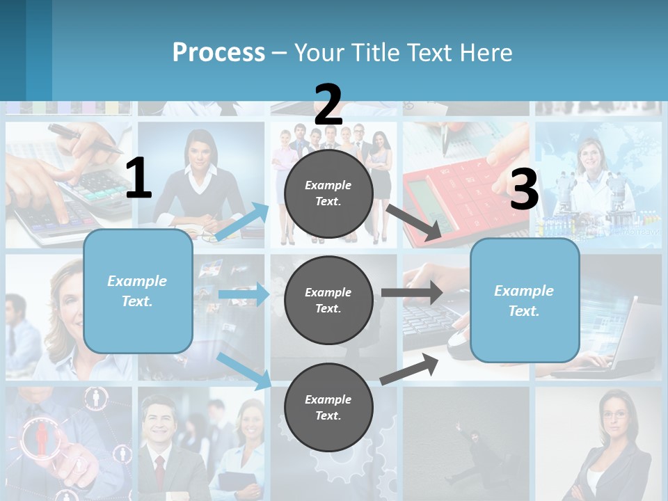 A Collage Of Business Images With A Woman Holding A Cell Phone PowerPoint Template