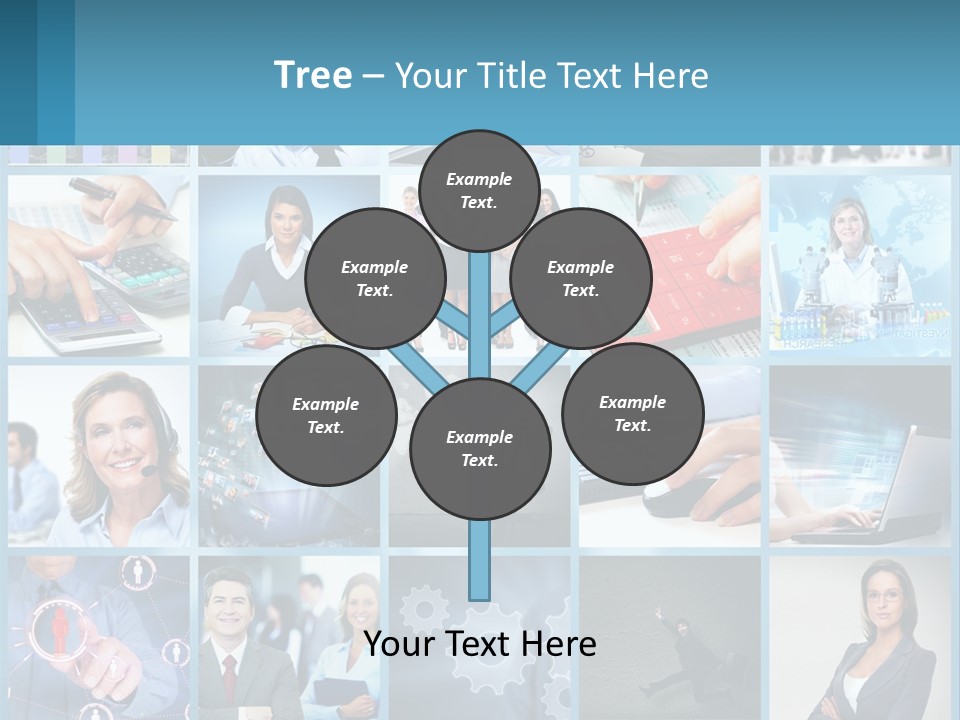 A Collage Of Business Images With A Woman Holding A Cell Phone PowerPoint Template