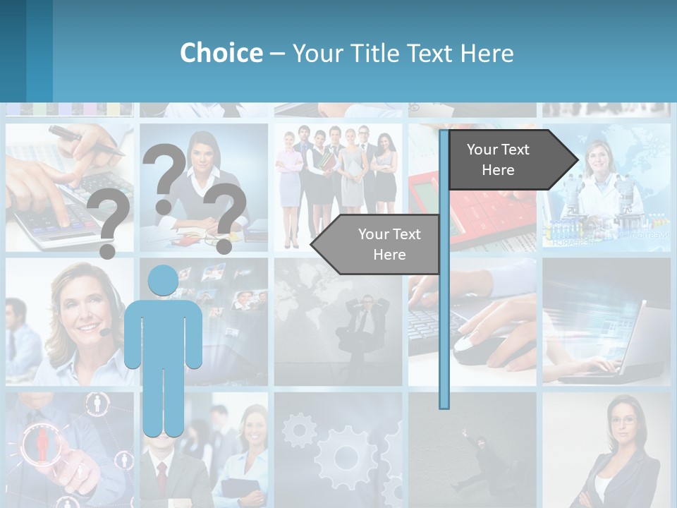 A Collage Of Business Images With A Woman Holding A Cell Phone PowerPoint Template