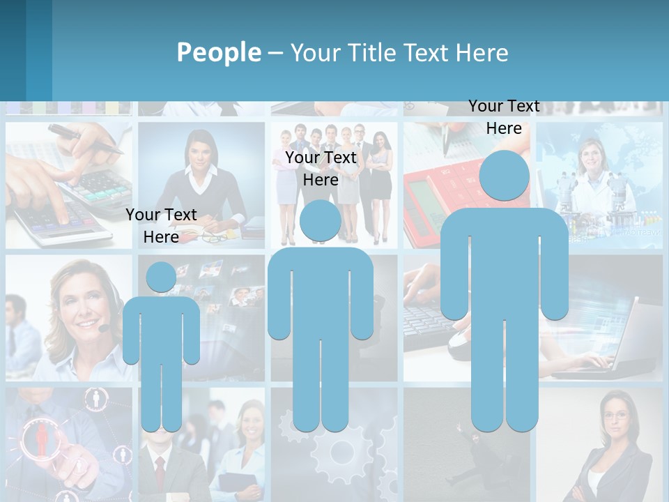 A Collage Of Business Images With A Woman Holding A Cell Phone PowerPoint Template